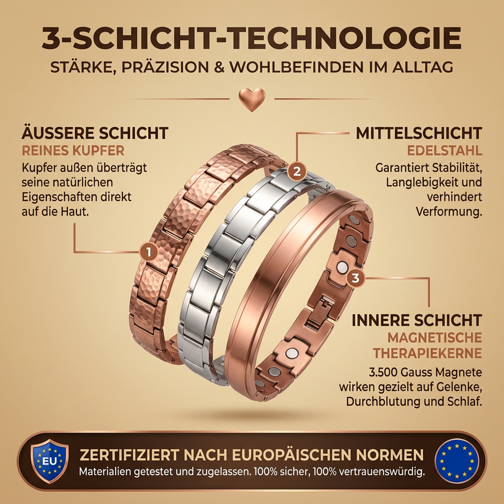 Ruhevia Kupferarmband | Magnetfeldtherapie gegen Gelenkschmerzen