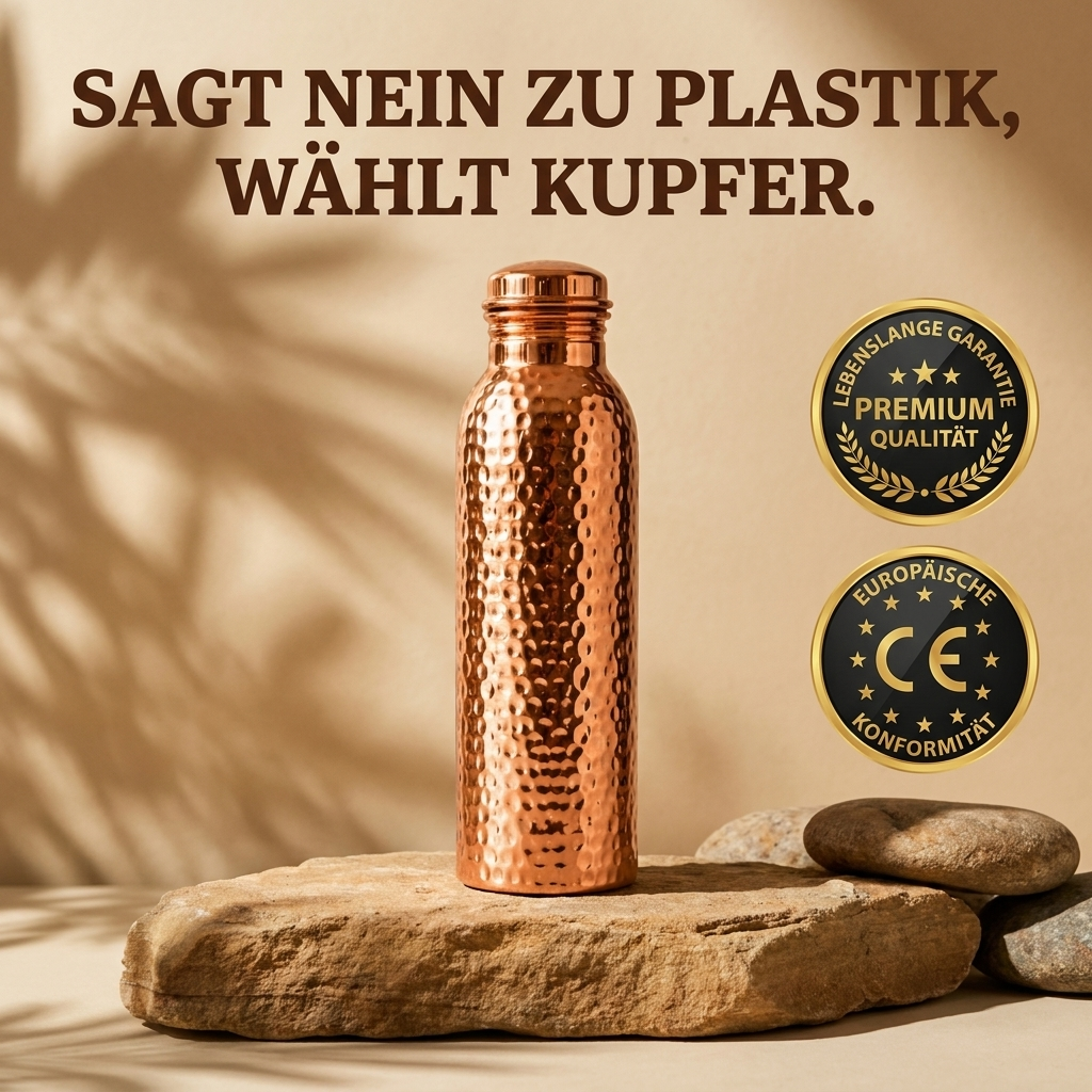 Ruhevia Kupferflasche | Natürlich gereinigtes Wasser, plastikfrei