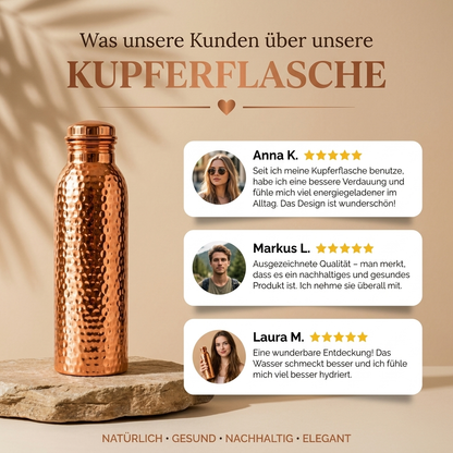 Ruhevia Kupferflasche | Natürlich gereinigtes Wasser, plastikfrei