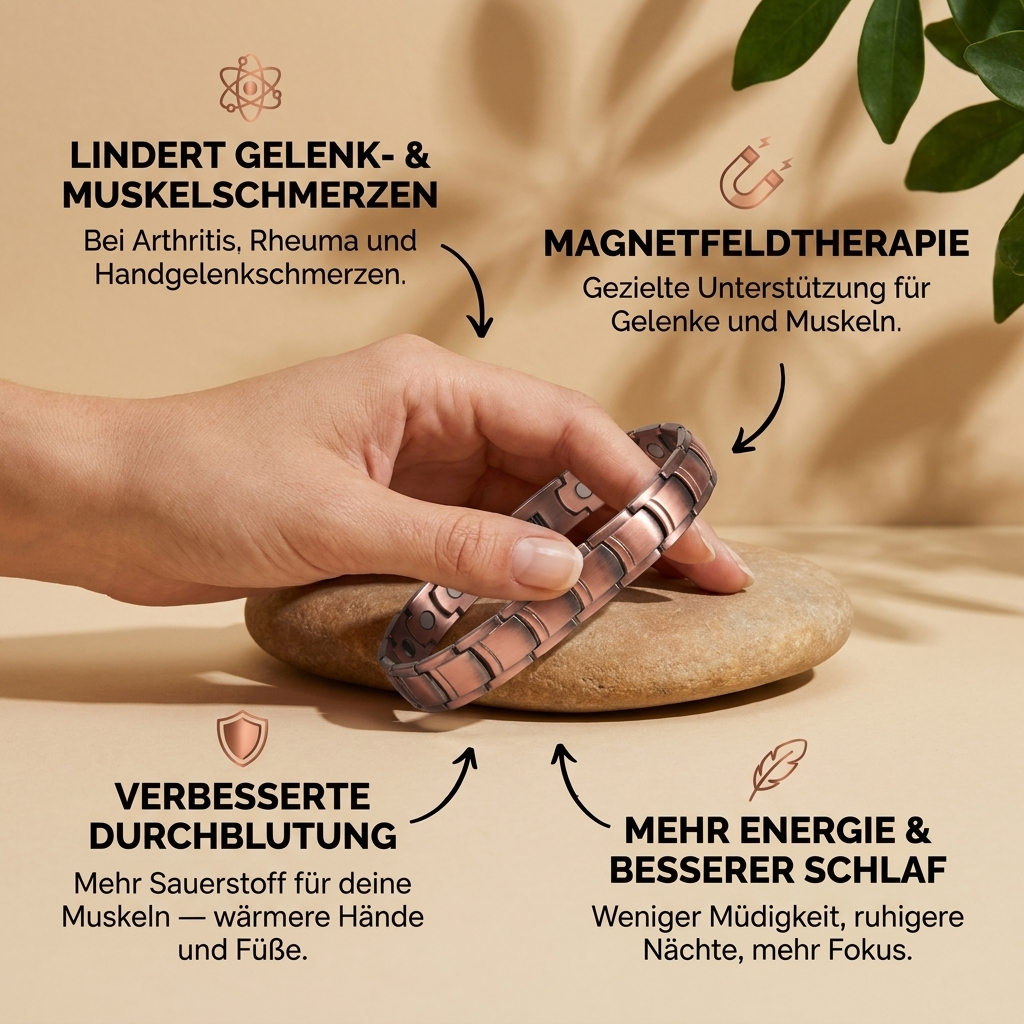 Ruhevia Kupferarmband | Magnetfeldtherapie gegen Gelenkschmerzen