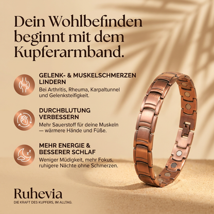 Ruhevia Kupferarmband | Magnetfeldtherapie gegen Gelenkschmerzen