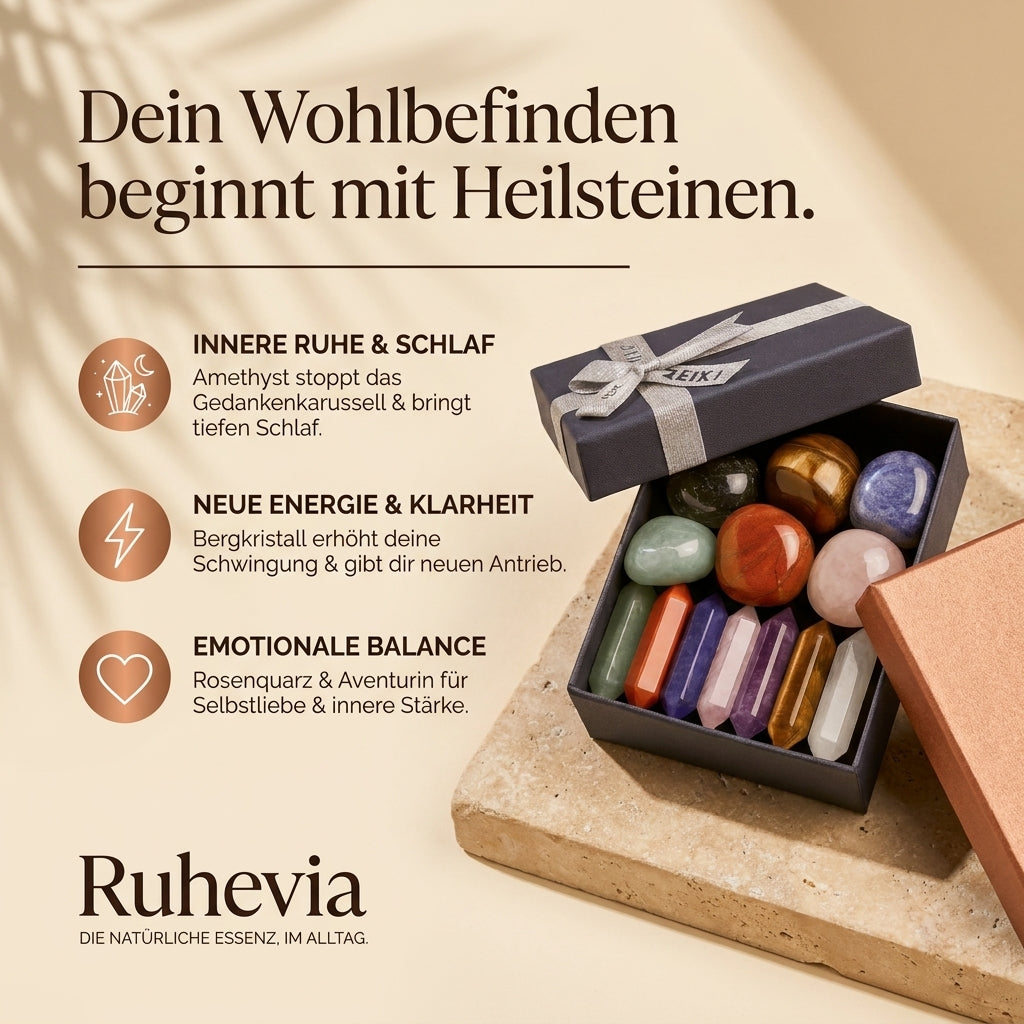 Ruhevia Heilstein Ritual Box | 7 Steine. 7 Wirkungen. 1 neues Gefühl.