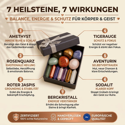 Ruhevia Heilstein Ritual Box | 7 Steine. 7 Wirkungen. 1 neues Gefühl.