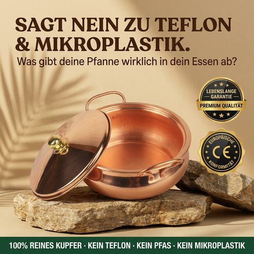 Ruhevia Kupfertopf | Kein Teflon · Kein Mikroplastik · Reines Kupfer