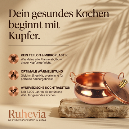 Ruhevia Kupfertopf | Kein Teflon · Kein Mikroplastik · Reines Kupfer