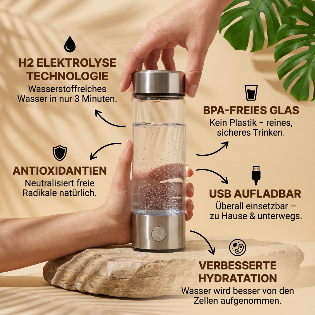 Ruhevia Wasserstoffflasche | Antioxidantien · Mehr Energie · Plastikfrei