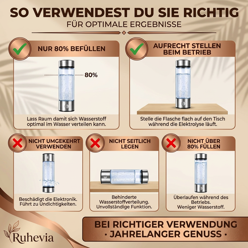 Ruhevia Wasserstoffflasche | Antioxidantien · Mehr Energie · Plastikfrei