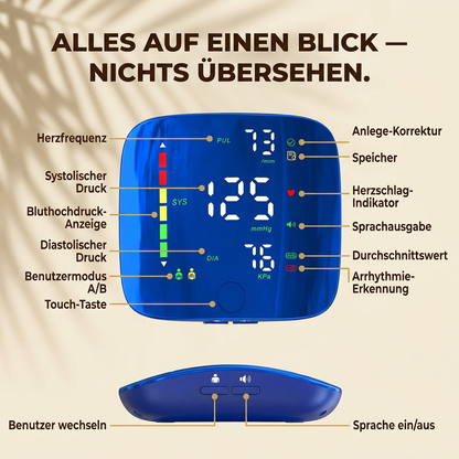 Ruhevia Blutdruckmessgerät | Präzise · Kabellos · Arrhythmie-Erkennung